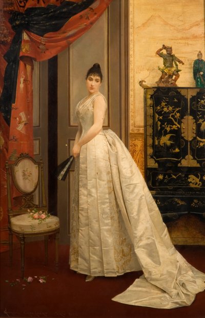 Dame mit einem Fächer, 1888 von Georges Croegaert